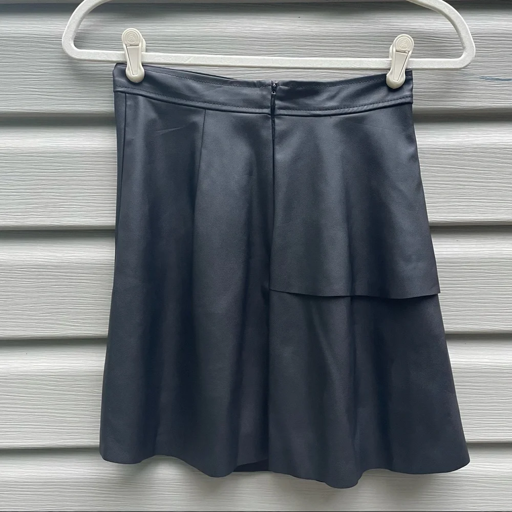 BCBG Faux Leather Paneled Skater Skirt